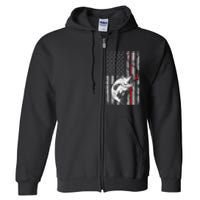 Fishing American Flag Vintage USA Bass Fisherman Full Zip Hoodie