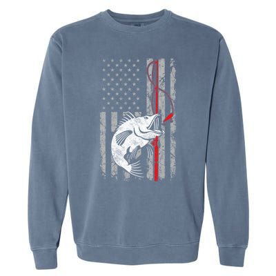 Fishing American Flag Vintage USA Bass Fisherman Garment-Dyed Sweatshirt