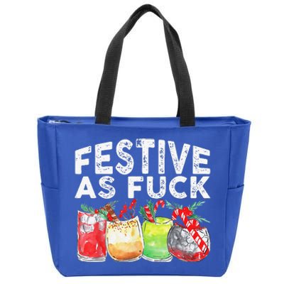 Festive As Fuck Funny Ugly Christmas Holiday Zip Tote Bag