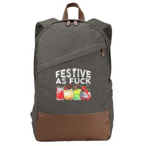 Festive As Fuck Funny Ugly Christmas Holiday Cotton Canvas Backpack