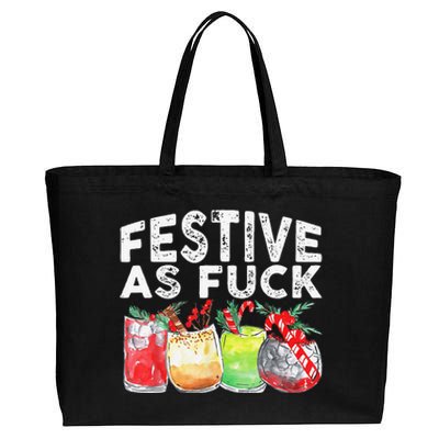 Festive As Fuck Funny Ugly Christmas Holiday Cotton Canvas Jumbo Tote