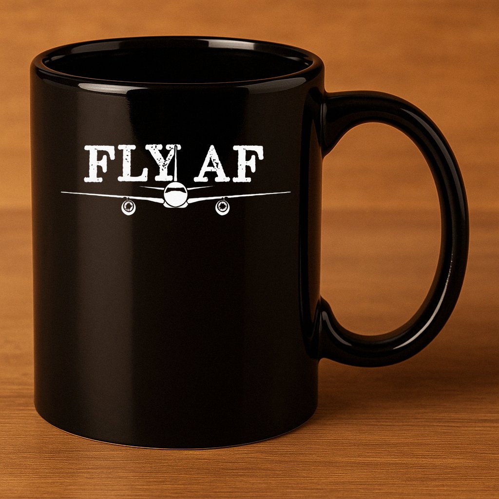 Fly AF Funny Pilot Flight Attendant Gift 11oz C Handle Ceramic Mug