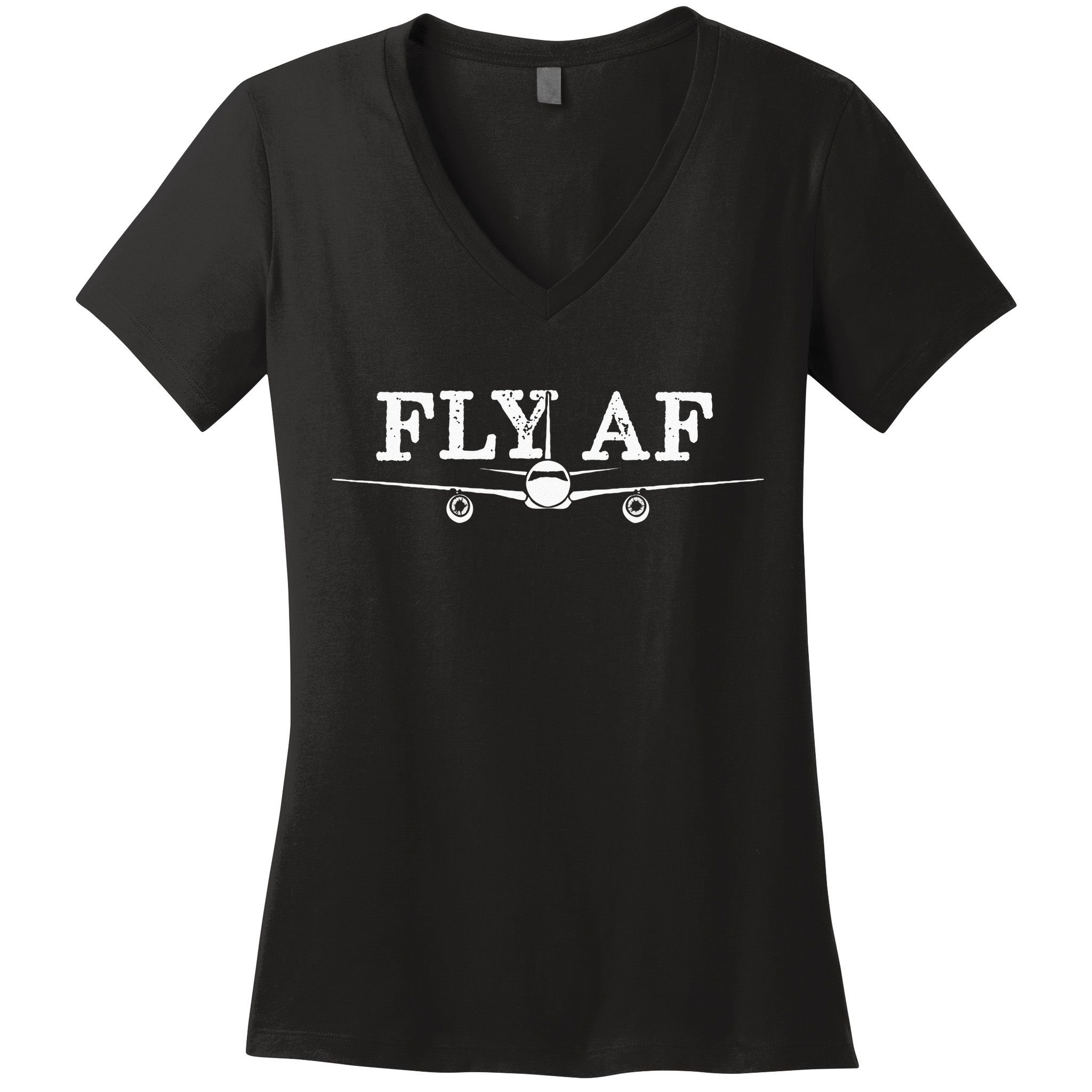 Fly AF Funny Pilot Flight Attendant Gift Women's V-Neck T-Shirt