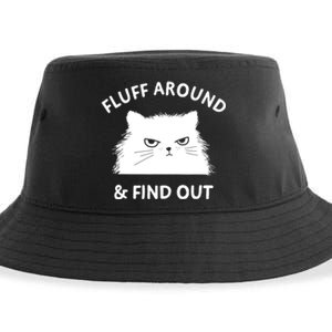 Fluff Around Funny Sarcastic Cat Lady Quote Humor Gift Sustainable Bucket Hat