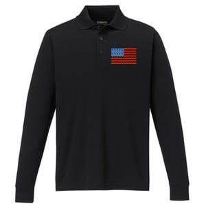 Fishing American Flag Patriotic Fishing 4th Of July Performance Long Sleeve Polo