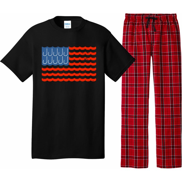 Fishing American Flag Patriotic Fishing 4th Of July Pajama Set