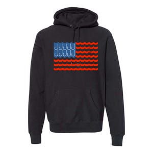 Fishing American Flag Patriotic Fishing 4th Of July Premium Hoodie