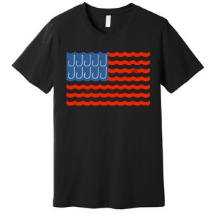 Fishing American Flag Patriotic Fishing 4th Of July Premium T-Shirt