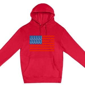 Fishing American Flag Patriotic Fishing 4th Of July Premium Pullover Hoodie