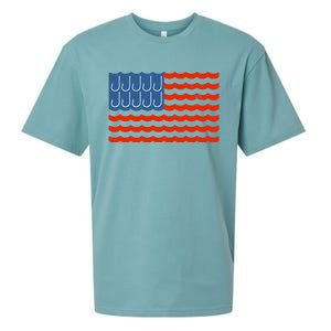 Fishing American Flag Patriotic Fishing 4th Of July Sueded Cloud Jersey T-Shirt