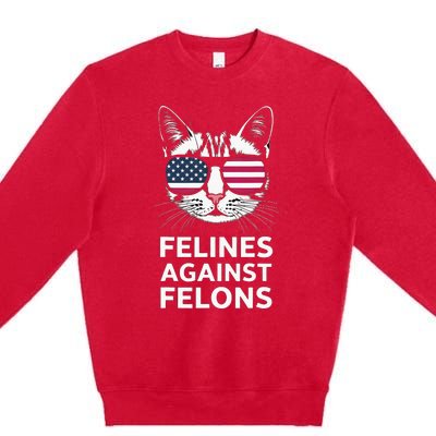 Felines Against Felons Kamala Harris Premium Crewneck Sweatshirt