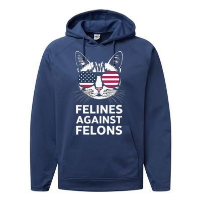 Felines Against Felons Kamala Harris Performance Fleece Hoodie