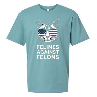 Felines Against Felons Kamala Harris Sueded Cloud Jersey T-Shirt