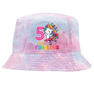 Five And Fabulous Unicorn Rainbow Birthday 5 Year Old Gifts Tie-Dyed Bucket Hat