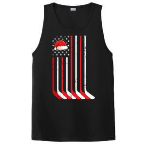 Funny American Flag Ice Hockey Stick Christmas Holiday Funny Gift PosiCharge Competitor Tank