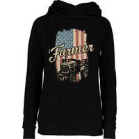 Farmer American Flag Retro Farming Tractor Usa Patrioticic Womens Funnel Neck Pullover Hood