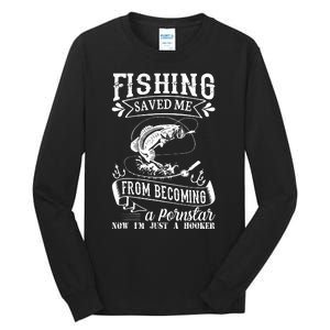 Fisherman American Flag Fishing Rod Fishing Lover Tall Long Sleeve T-Shirt