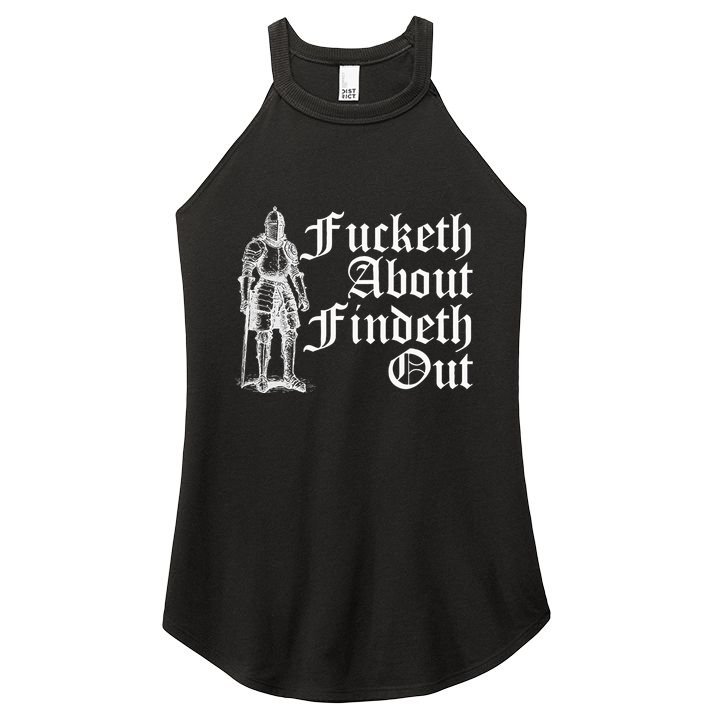 Fucketh About Findeth Out Women's Perfect Tri Rocker Tank