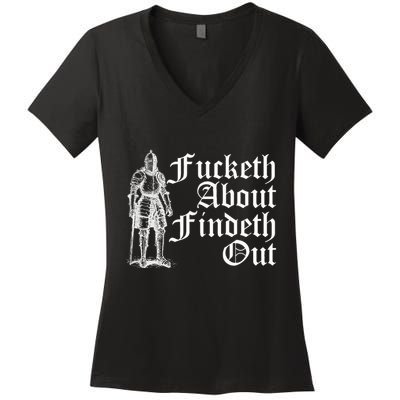 Fucketh About Findeth Out Women's V-Neck T-Shirt