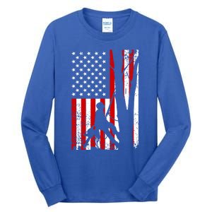 Funny American Flag Arborist Gift Cool Tree Lover Gift Tall Long Sleeve T-Shirt