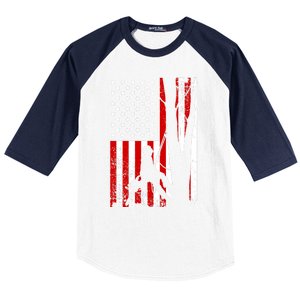 Funny American Flag Arborist Gift Cool Tree Lover Gift Baseball Sleeve Shirt