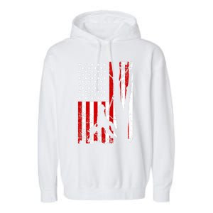 Funny American Flag Arborist Gift Cool Tree Lover Gift Garment-Dyed Fleece Hoodie