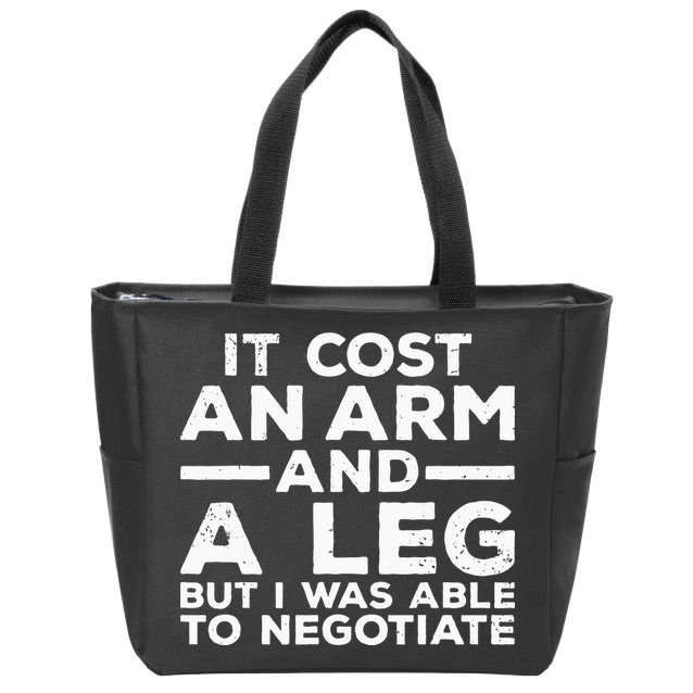 Funny Amputee For Men Women Prosthetic Leg Amputation Joke Zip Tote Bag