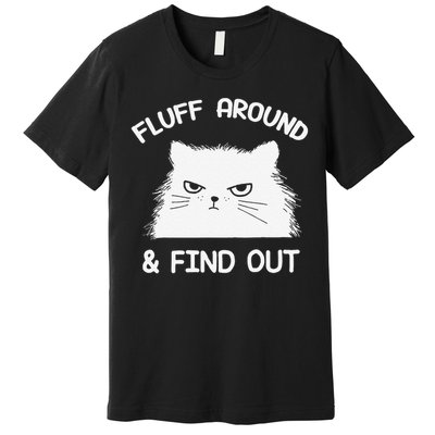 Fluff Around Find Out Funny Cat Sarcasm Grumpy Kitty Gifts Premium T-Shirt