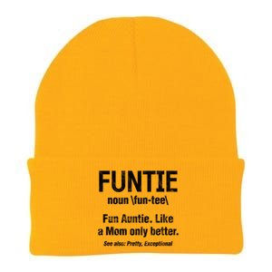 Fun Auntie Funtie Definition Like Mom Only Better Distressed Gift Knit Cap Winter Beanie