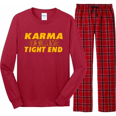 Funny American Football Karma Is My Tight End Long Sleeve Pajama Set