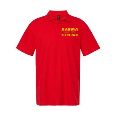 Funny American Football Karma Is My Tight End Softstyle Adult Sport Polo