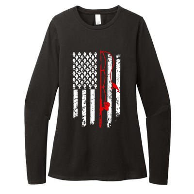 Fishing American Flag Husband Son Grandson Funny Fisherman Womens CVC Long Sleeve Shirt