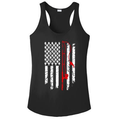 Fishing American Flag Husband Son Grandson Funny Fisherman Ladies PosiCharge Competitor Racerback Tank