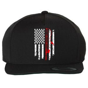 Fishing American Flag Husband Son Grandson Funny Fisherman Wool Snapback Cap