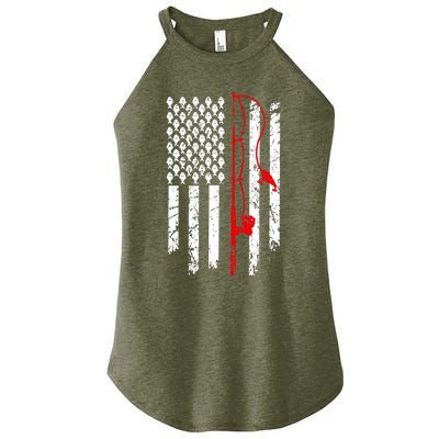 Fishing American Flag Husband Son Grandson Funny Fisherman Women’s Perfect Tri Rocker Tank