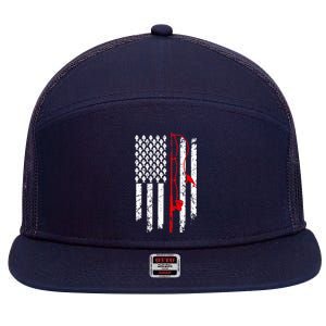 Fishing American Flag Husband Son Grandson Funny Fisherman 7 Panel Mesh Trucker Snapback Hat