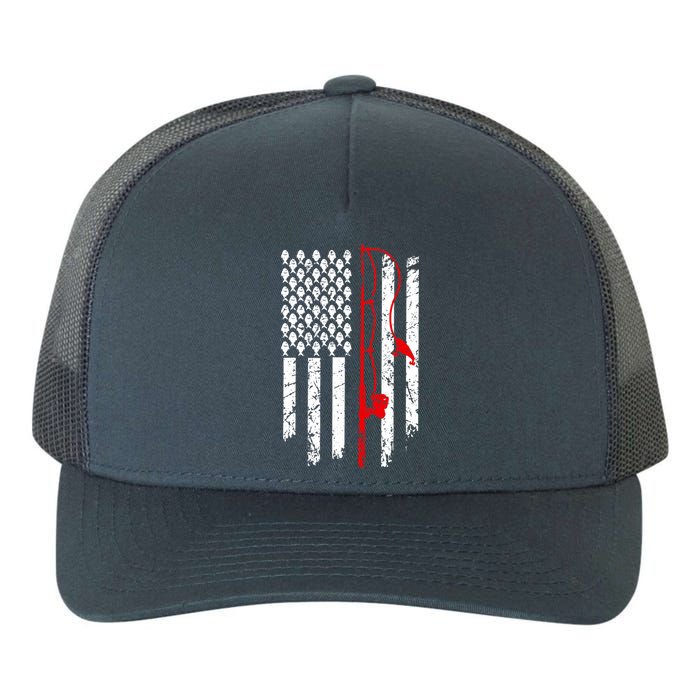 Fishing American Flag Husband Son Grandson Funny Fisherman Yupoong Adult 5-Panel Trucker Hat