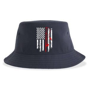 Fishing American Flag Husband Son Grandson Funny Fisherman Sustainable Bucket Hat