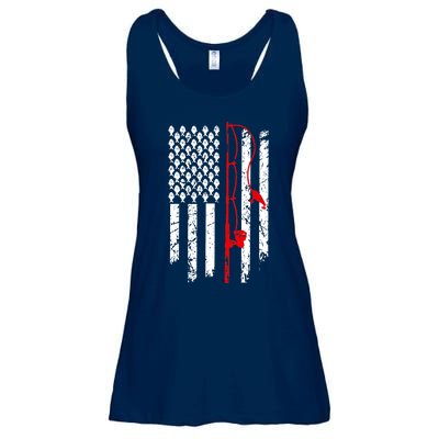 Fishing American Flag Husband Son Grandson Funny Fisherman Ladies Essential Flowy Tank