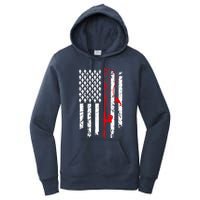 Fishing American Flag Husband Son Grandson Funny Fisherman Women's Pullover Hoodie