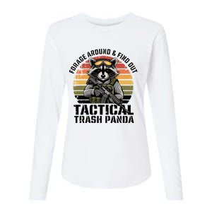 Forage Around & Find Out Tactical Trash Panda Funny Raccoon Womens Cotton Relaxed Long Sleeve T-Shirt