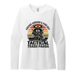 Forage Around & Find Out Tactical Trash Panda Funny Raccoon Womens CVC Long Sleeve Shirt