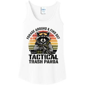 Forage Around & Find Out Tactical Trash Panda Funny Raccoon Ladies Essential Tank