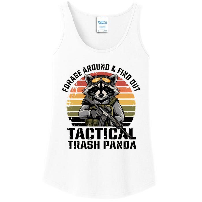 Forage Around & Find Out Tactical Trash Panda Funny Raccoon Ladies Essential Tank