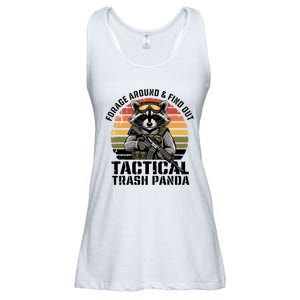 Forage Around & Find Out Tactical Trash Panda Funny Raccoon Ladies Essential Flowy Tank