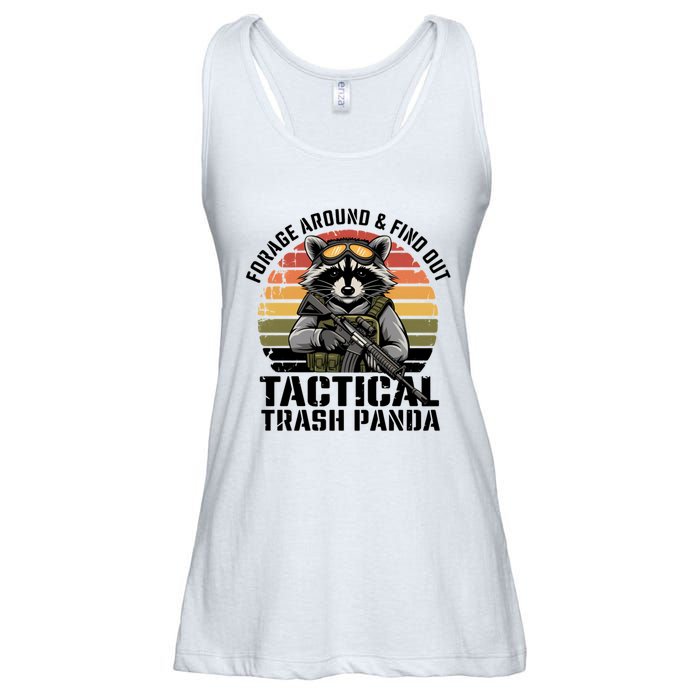 Forage Around & Find Out Tactical Trash Panda Funny Raccoon Ladies Essential Flowy Tank