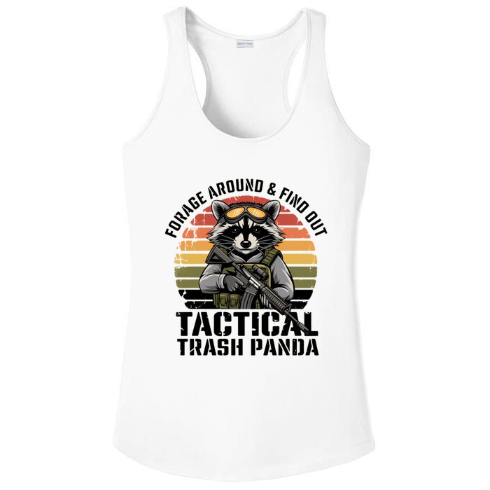 Forage Around & Find Out Tactical Trash Panda Funny Raccoon Ladies PosiCharge Competitor Racerback Tank