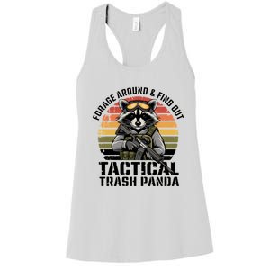 Forage Around & Find Out Tactical Trash Panda Funny Raccoon Women's Racerback Tank