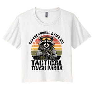 Forage Around & Find Out Tactical Trash Panda Funny Raccoon Women's Crop Top Tee