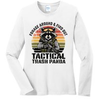 Forage Around & Find Out Tactical Trash Panda Funny Raccoon Ladies Long Sleeve Shirt